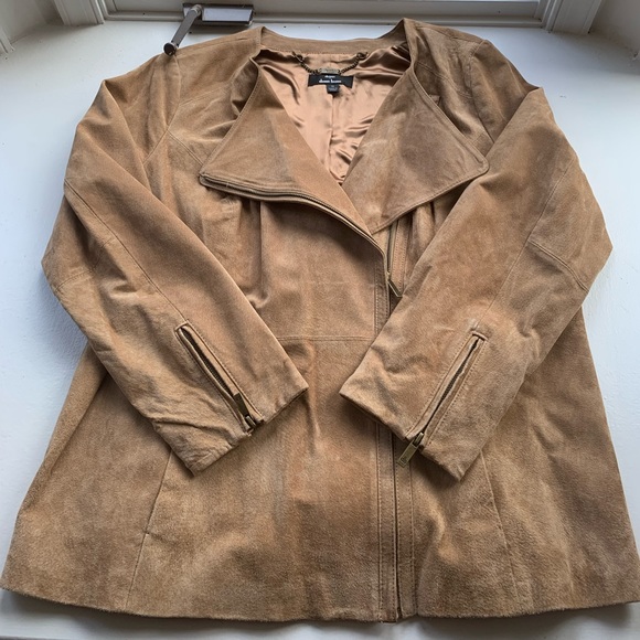 Dennis Basso Suede Tan Jacket size 1X - Picture 3 of 17